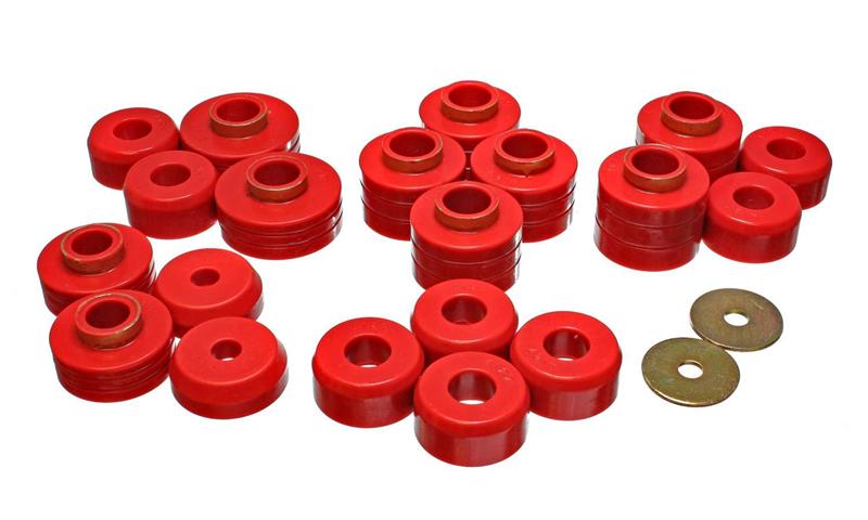ES Body Mounts - Red - Energy Suspension 83-88 Ford Explorer/Bronco II 2WD / 84-90 Explorer/Bronco II 4WD Red Body Mount Se