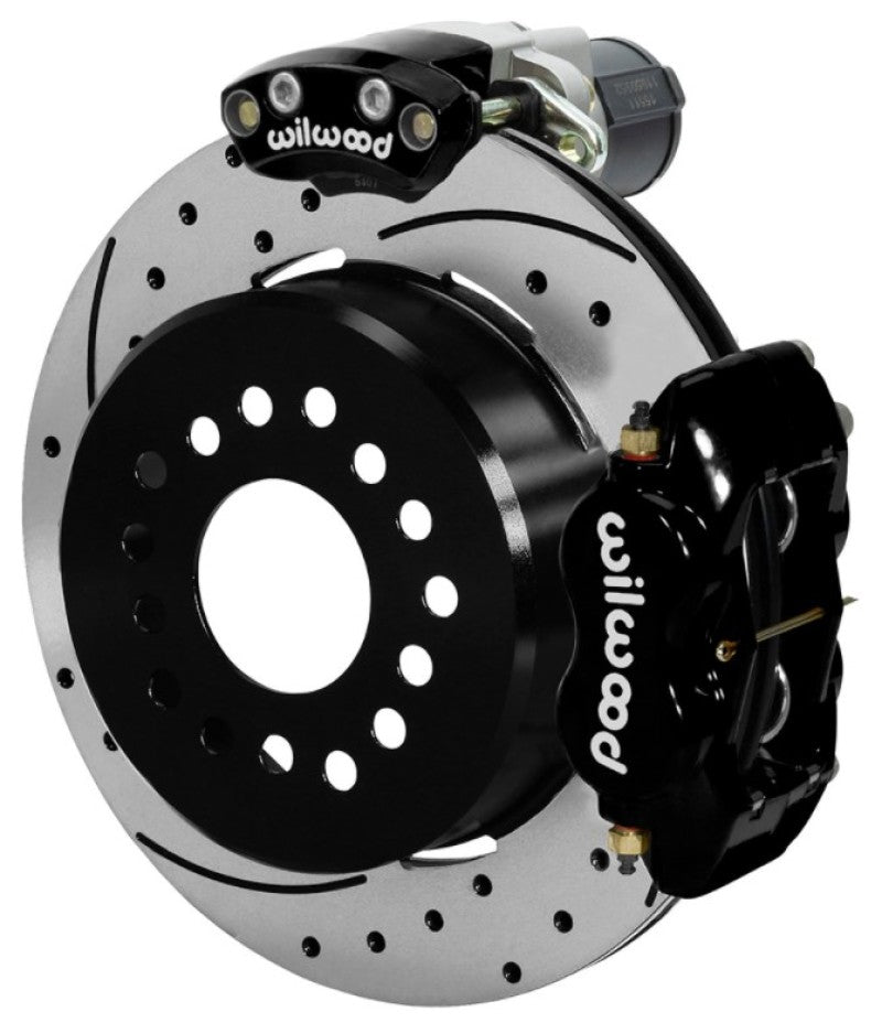 WIL Parking Brake Brake Kit - Wilwood Forged Dynalite Rear Electronic Parking Brake Kit - Black Powder Coat Caliper - D/S Rotor