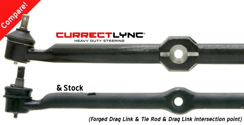 ROK Currectlync Steering Kits - RockJock TJ/LJ/XJ/MJ Currectlync Steering System Bolt-On w/ 1 1/4in Dia. Tie Rod/Forged Drag Link