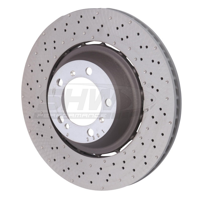 SHW Drilled-Dimpled LW Rotors - SHW 14-19 Porsche 911 Turbo 3.8L w/o Ceramics Left Rear Drilled-Dimpled LW Brake Rotor (99135240703)