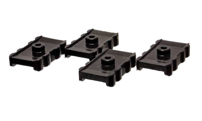 ES Spring Isolators - Black - Energy Suspension 73-78 Chrysler Black Leaf Spring Isolator Set w/ Ribbed Sides
