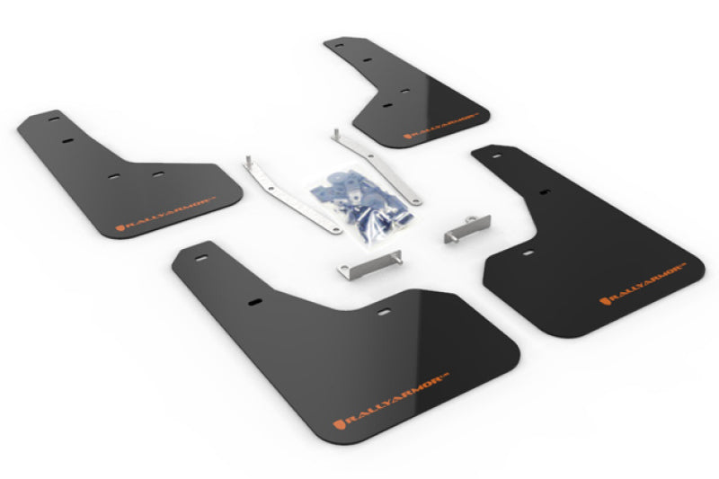 RAL UR Blk Flap/Orange Logo - Rally Armor 19-21 Subaru Forester Black UR Mud Flap w/ Orange Logo