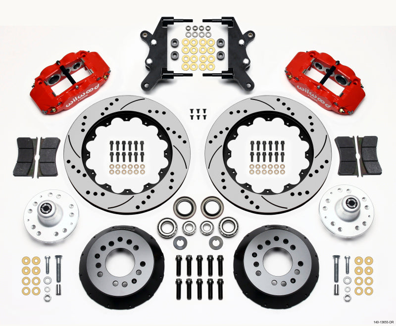 WIL Superlite Brake Kit - Wilwood Narrow Superlite 6R Front Hub Kit 14.00in Drill Red 60-68 Ford / Mercury Full Size / Galaxie