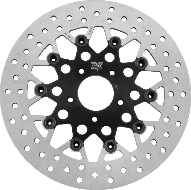 TWP Brake Rotors - Twin Power 84-17 Big Twin Exc 11.8 and Lug Mount 84-13 XL Front 11.5in Floating Rotor Mesh Black