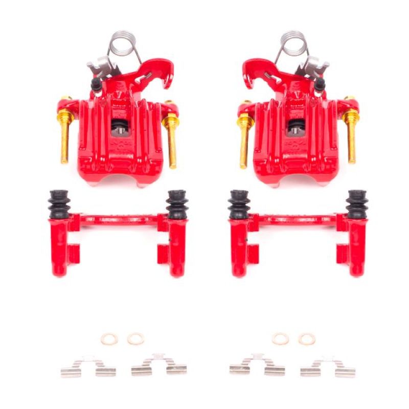 PSB Red Calipers - Power Stop 02-06 Audi A4 Rear Red Calipers w/Brackets - Pair