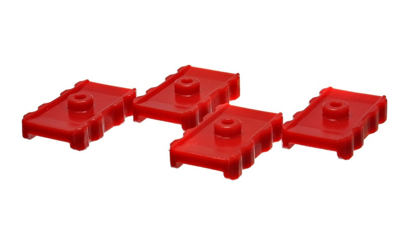 ES Spring Isolators - Red - Energy Suspension 73-78 Chrysler Red Leaf Spring Isolator Set w/ Ribbed Sides