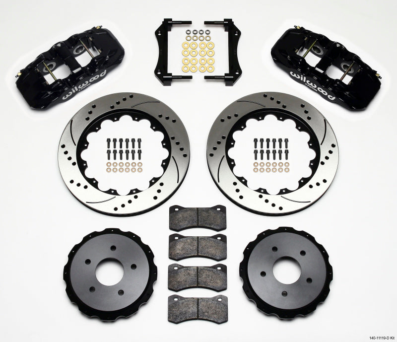 WIL Aero Brake Kit - Wilwood AERO4 Rear Kit 14.00in Drilled 97-04 Corvette C5/Z06 05-13 C6