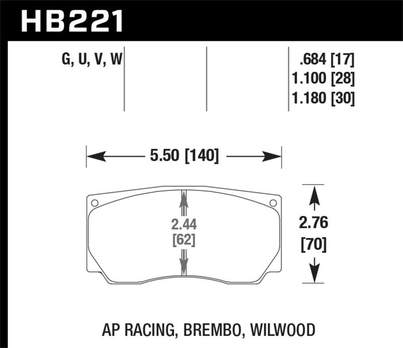 HAWK DTC-70 Brake Pad Sets - Hawk AP Racing/Wilwood DTC-70 Race Brake Pads