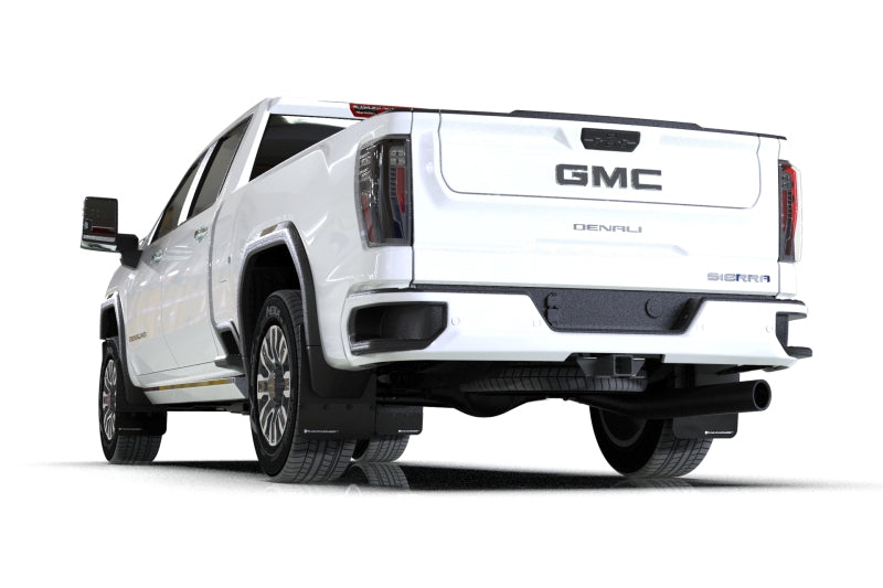 RAL Basic Blk Flap/Wht Logo - Rally Armor 20-26 GMC Sierra 2500/3500 HD Denali Black Mud Flap w/White Logo