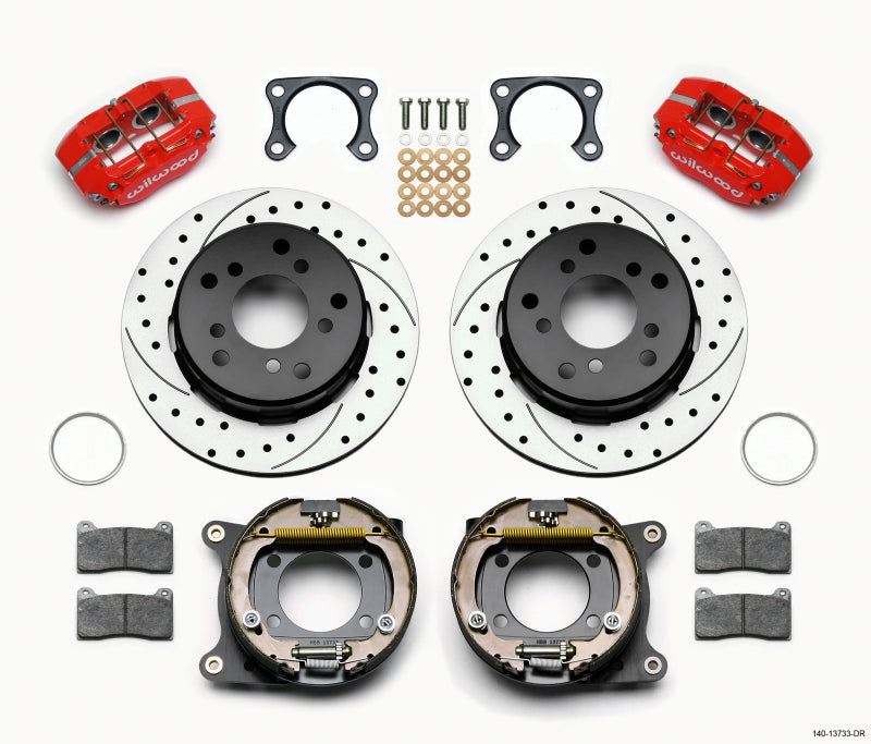 WIL Dynapro Brake Kit - Wilwood Dynapro Lug Mount P/S Park Brake Kit Drilled Red Big Ford 2.00in Off Bronco 5 x 5.50