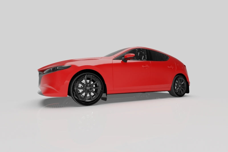 RAL UR Blk Flap/Dark Grey Logo - Rally Armor 19-25 Mazda3 Hatchback Black UR Mud Flap w/Dark Grey Logo