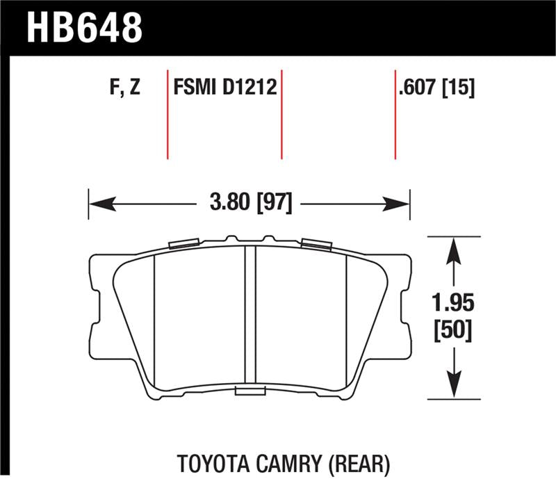 HAWK HPS 5.0 Brake Pad Sets - Hawk 2013-2014 Lexus ES300h HPS 5.0 Rear Brake Pads
