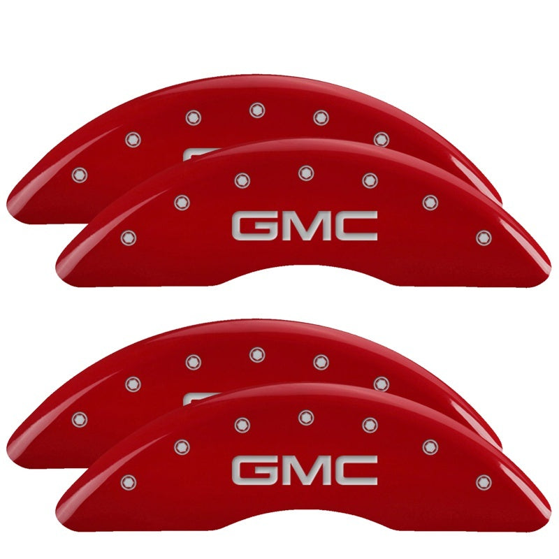 MGP Caliper Covers 4 Logo - MGP 4 Caliper Covers Engraved Front & Rear GMC Red finish silver ch