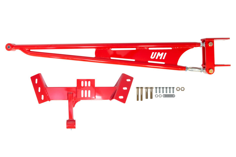 UMI Crossmember Reinforcements - UMI Performance 82-92 GM F-Body Tunnel Mounted Trq. Arm Fits T5 TH350- No Loop - Red