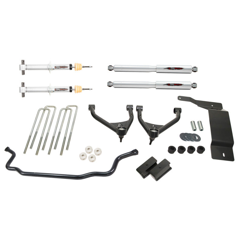 BT Lift Kit w Shocks - Belltech 07-13 Silverado / Sierra 1500 4WD Ext & Crew Cab 4in Trail Perf Lift Kit w/ Front Sway Bar