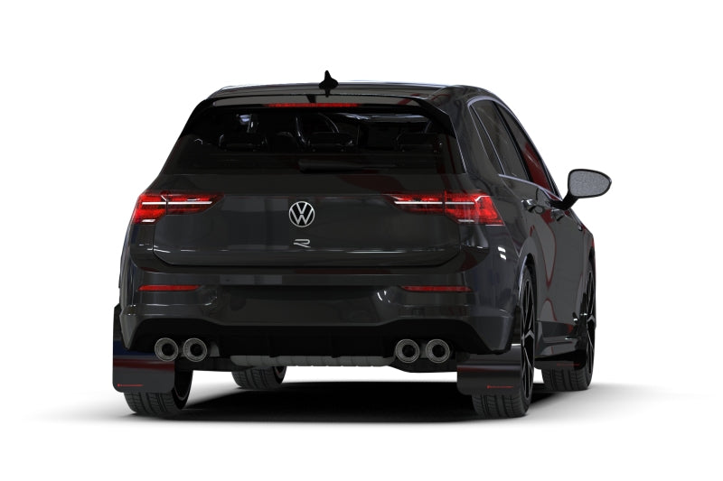 RAL UR Blk Flap/Wht Logo - Rally Armor 22-25 VW MK8 Golf GTI/R Black UR Mud Flap w/White Logo