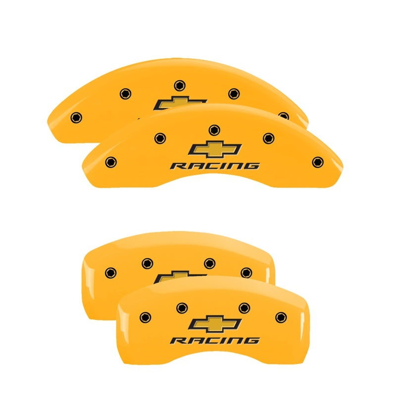 MGP Caliper Covers 4 Logo - MGP 4 Caliper Covers Engraved Front & Rear Chevy racing Yellow finish black ch