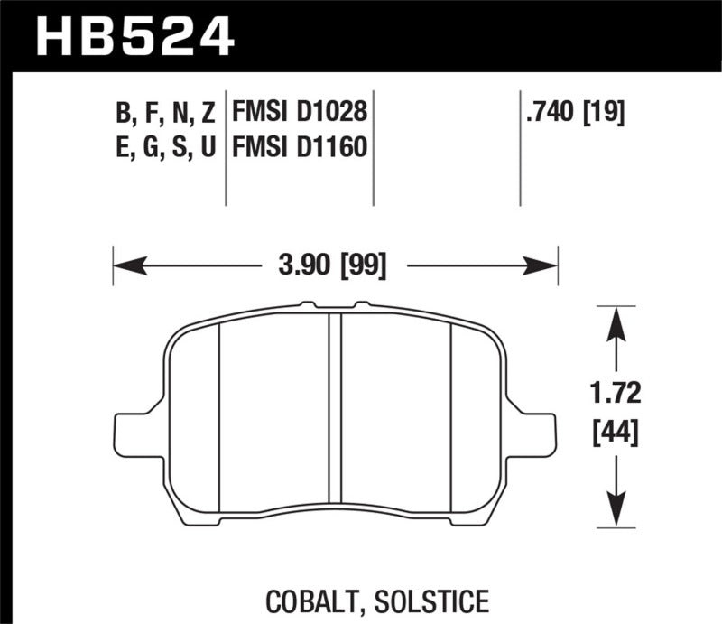 HAWK HPS Brake Pad Sets - Hawk 05-07 Cobalt SS / 08-09 HHR / 04+ Malibu / 07A+ G5 GT / 06+ G6 / HPS Street Front Brake Pads
