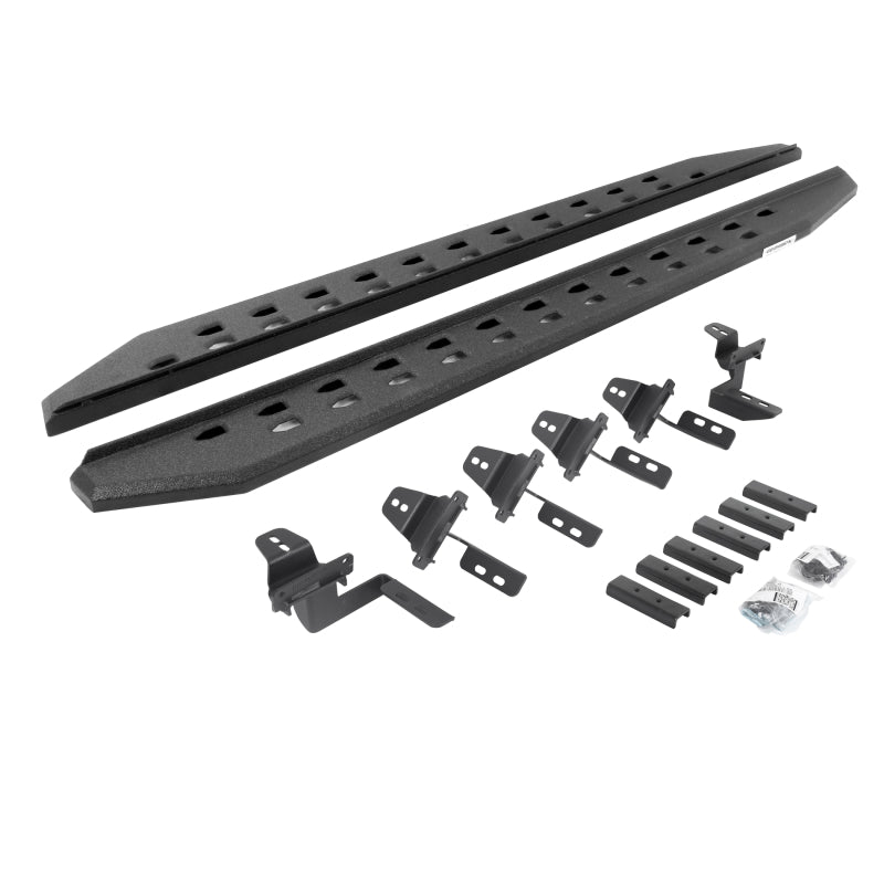 GOR RB20 Slim Running Boards - Go Rhino 07-18 Jeep Wrangler JK 4DR RB20 Slim Running Boards Kit (Incl. Brackets) - Bedliner Coating