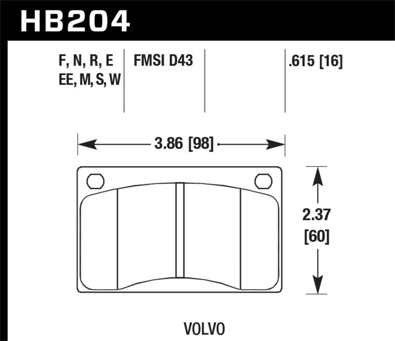 HAWK DTC-30 Brake Pad Sets - Hawk 90-93 Volvo 240 DTC-30 Front Race Pads