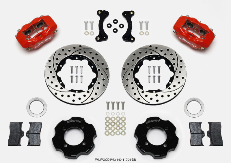 WIL Dynalite Brake Kit - Wilwood Forged Dynalite Front Hat Kit 11.00in Drilled Red 95-05 Miata
