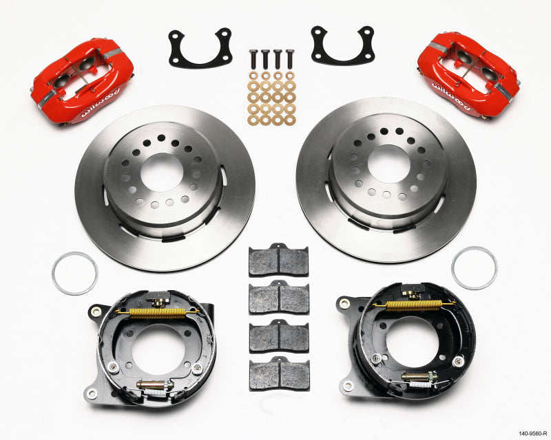 WIL Dynalite Brake Kit - Wilwood Forged Dynalite P/S Park Brake Kit Red New Big Ford 2.50in offset Staggered Shock