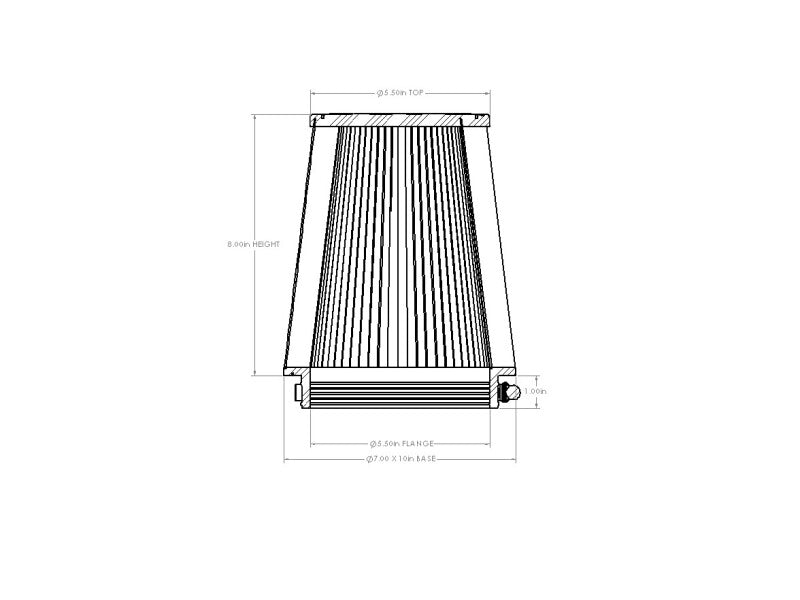 AFE Universal D2 Dura Dry Air Filter - aFe Magnum FORCE Intake Replacement Air Filter w/D2 Dura-Dry Media 5-1/2inF x(10x7)inB x 7inT x 8inH
