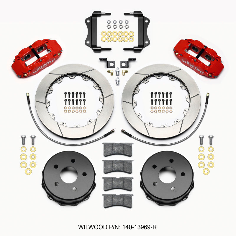 WIL Superlite Brake Kit - Wilwood Narrow Superlite 4R Rear Kit 12.88in Red 2007-up Jeep JK w/Lines