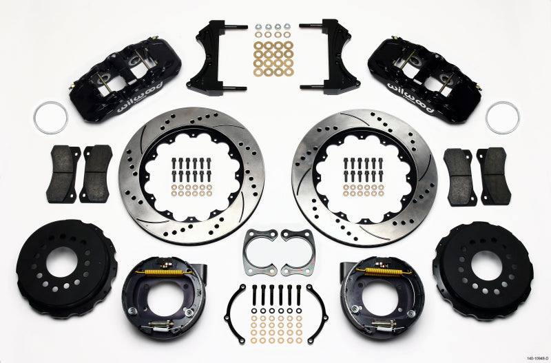 WIL Aero Brake Kit - Wilwood AERO4 Rear P-Brake Kit 14.00in Drilled Big Ford New Style 2.50in Offset