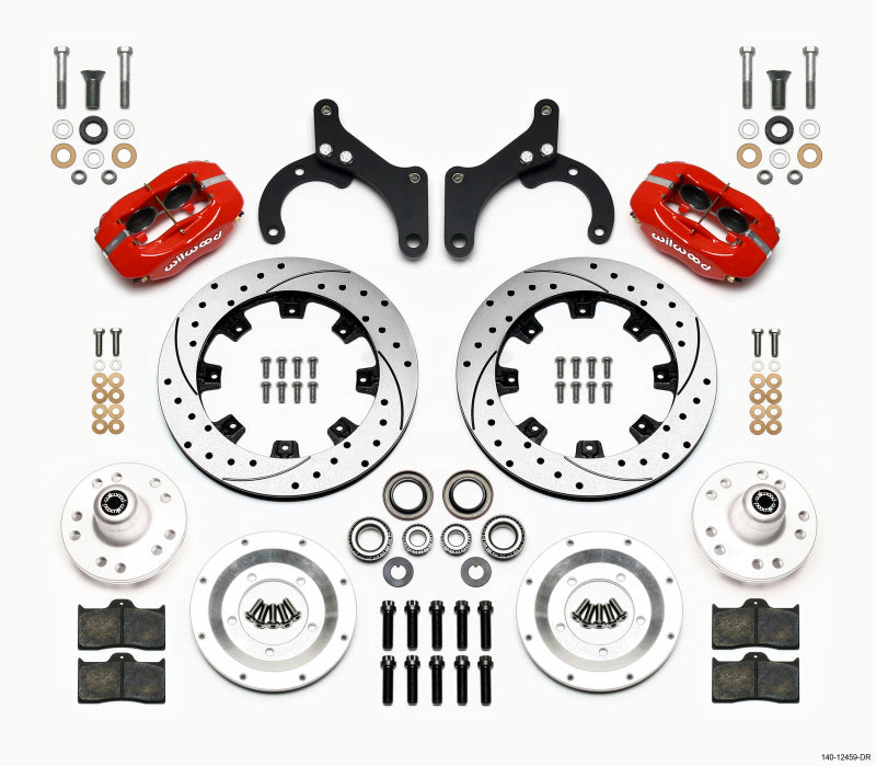 WIL Dynalite Brake Kit - Wilwood Forged Dynalite Front Kit 12.19in Drilled Red 59-64 Chevy Impala / 63-64 Corvette