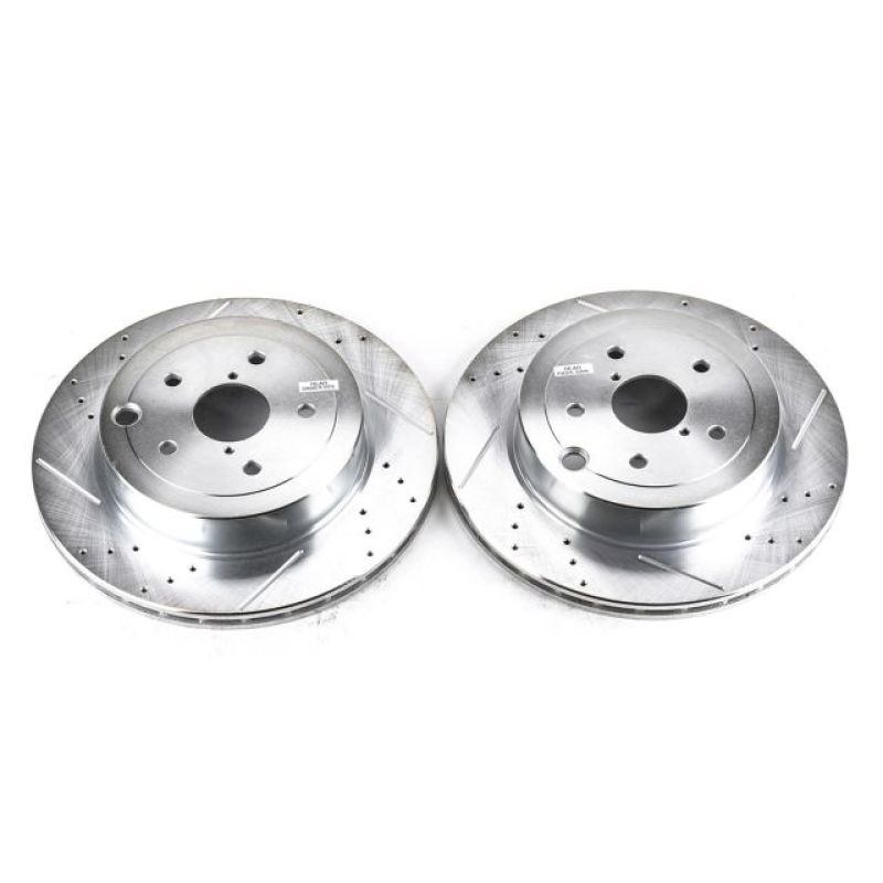 PSB Evolution Drill/Slot Rotor - Power Stop 08-14 Subaru Impreza Rear Evolution Drilled & Slotted Rotors - Pair