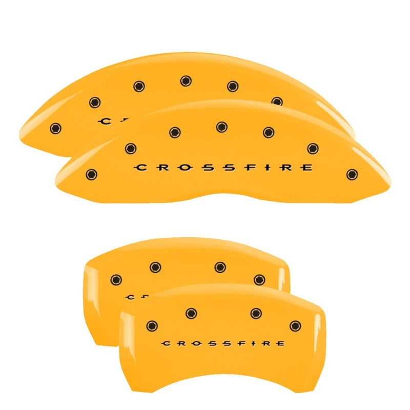 MGP Caliper Covers 4 Logo - MGP 4 Caliper Covers Engraved F & R Crossfire Yellow Finish Black Char 2005 Chrysler Crossfire