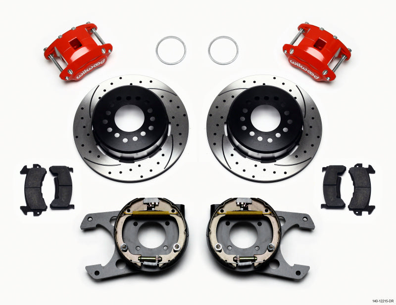 WIL D154 Brake Kit - Wilwood D154 P/S P-B Kit Drilled-Red Chevy 12 Bolt 2.75in Off w/ C-Clips