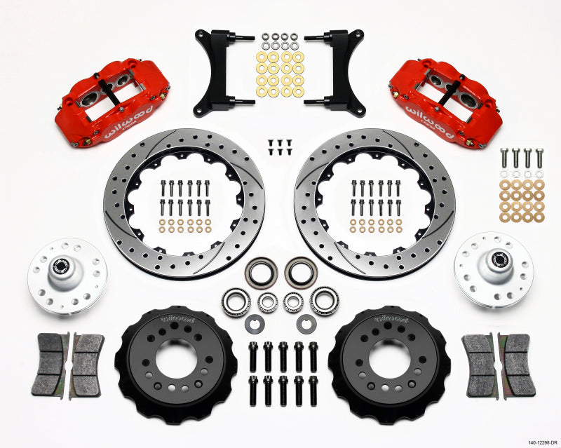 WIL Superlite Brake Kit - Wilwood Narrow Superlite 6R Front Hub Kit 12.88in Drill Red 79-87 GM G Body
