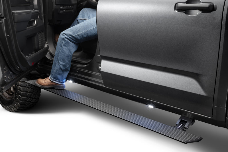 GOR RealTruck VoltStep Running Boards - RealTruck 22-24 Toyota Tundra DC 4dr VoltStep Electric Running Board Kit (No Drill) - Tex. Blk