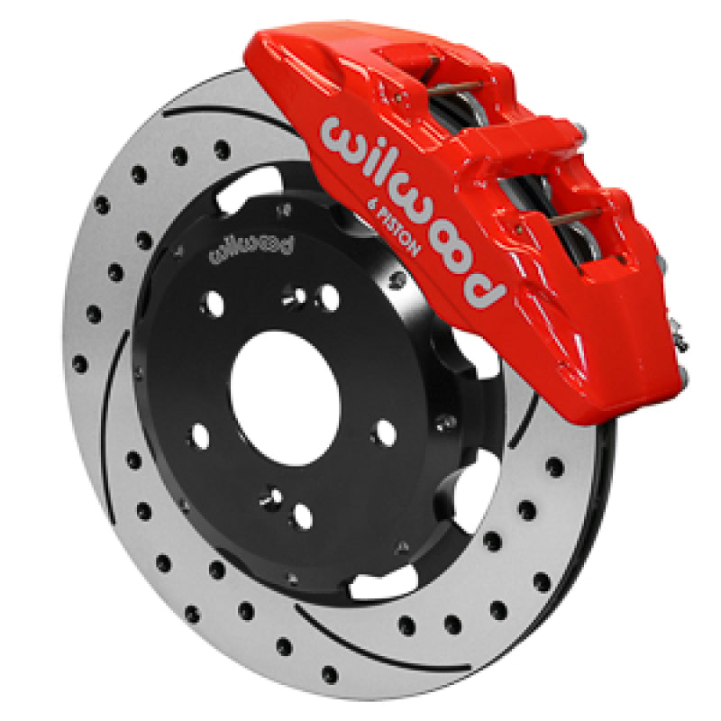 WIL Dynapro Brake Kit - Wilwood 02-06 Acura RSX Drilled & Slotted Front Rotor Kit - Red Calipers