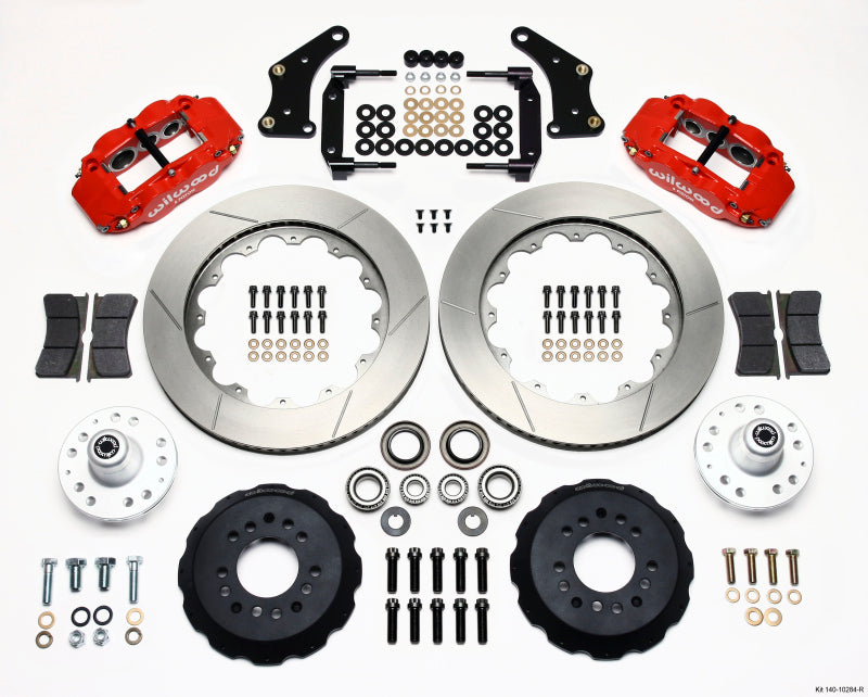 WIL Superlite Brake Kit - Wilwood Narrow Superlite 6R Front Hub Kit 14.00in Red Large GM 57-70 Drop Spindle