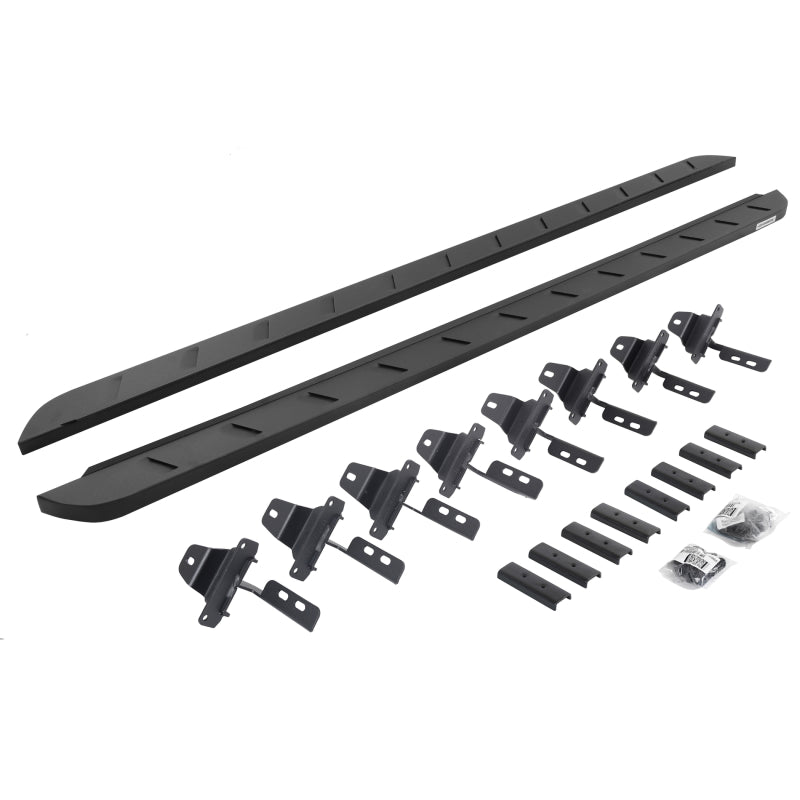 GOR RB10 Slim Running Boards - Go Rhino 20-22 Jeep Gladiator JT 4DR RB10 Slim Running Boards Kit (Incl. Brackets) - Tex. Blk