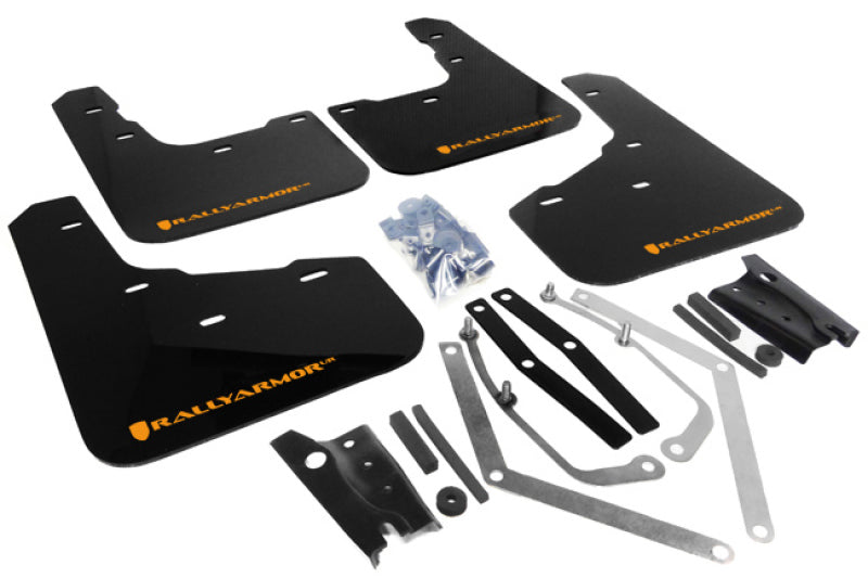 RAL UR Blk Flap/Orange Logo - Rally Armor 13-19 Ford Fiesta ST Black UR Mud Flap w/Orange Logo