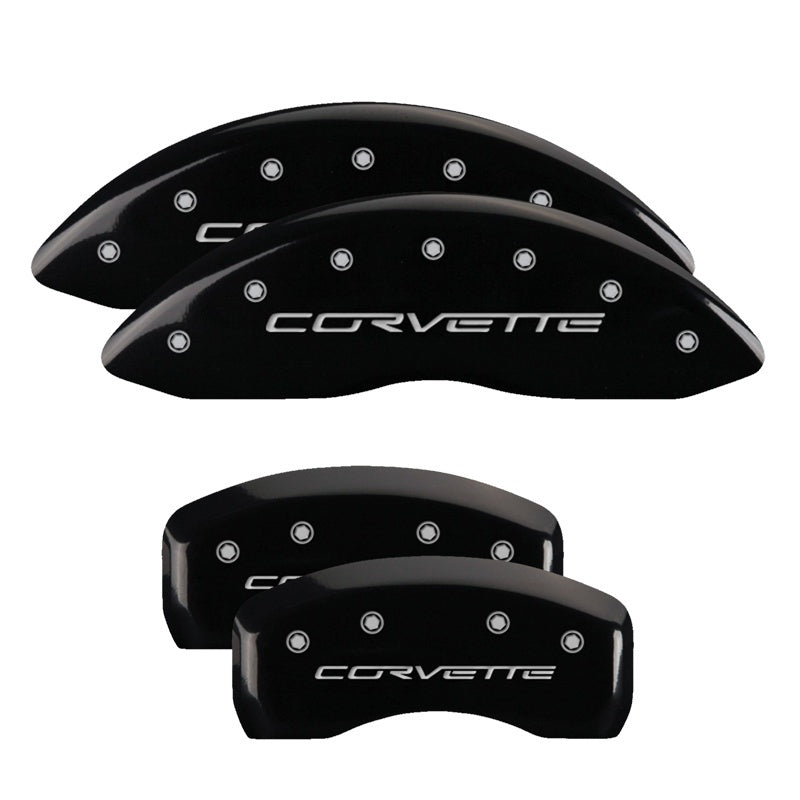 MGP Caliper Covers 4 Logo - MGP 4 Caliper Covers Engraved Front & Rear C6/Corvette Black finish silver ch