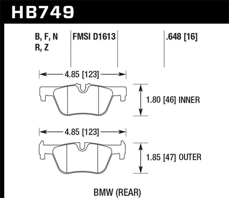 HAWK HP+ Brake Pad Sets - Hawk 13-14 BMW 328i/328i xDrive / 2014 428i/428i xDrive HP Plus Rear Brake Pads
