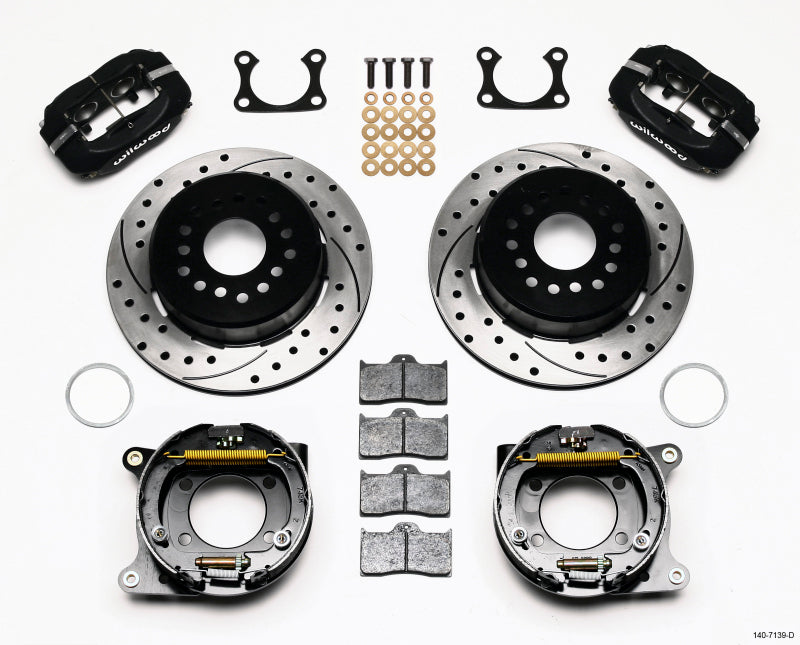WIL Dynalite Brake Kit - Wilwood Forged Dynalite P/S Park Brake Kit Drilled Big Ford 2.36in Offset