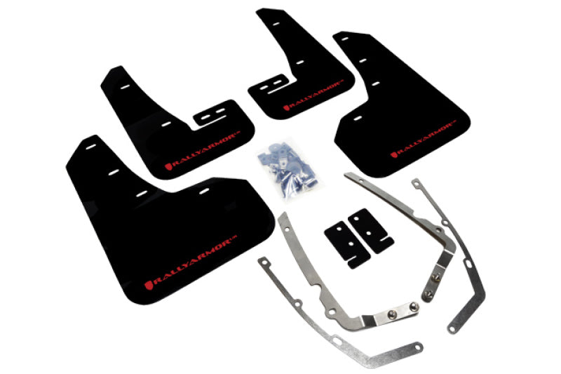 RAL UR Blk Flap/Rd Logo - Rally Armor 15-21 MKVII VW Golf/GTI Black UR Mud Flap w/Red Logo