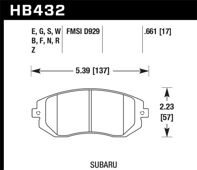 HAWK HP+ Brake Pad Sets - Hawk 03-05 WRX / 08 WRX D929 HP+ Street Front Brake Pads