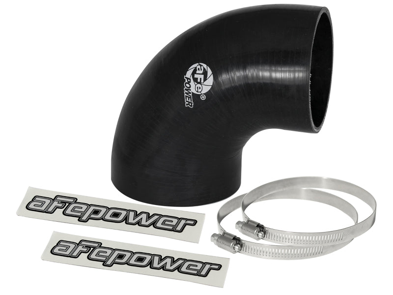 AFE Elbow Reducing Couplers - aFe Magnum FORCE CAI Univ. Silicone Reducing Coupler (4in. to 3.5in. ID) 90Deg. Elbow - Black