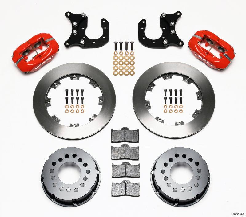 WIL Dynalite Brake Kit - Wilwood Forged Dynalite P/S Rear Kit Red Ford 8.8 w/2.5in Offset-5 Lug