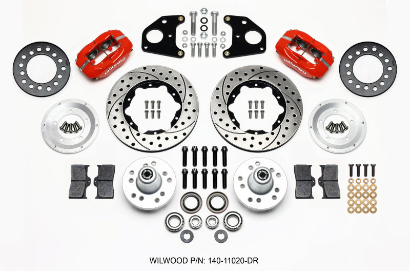 WIL Dynalite Brake Kit - Wilwood Forged Dynalite Front Kit 11.00in Drilled Red 62-72 CDP B & E Body-Drum