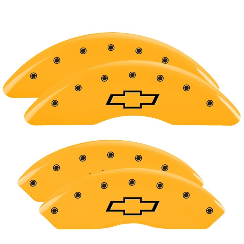 MGP Caliper Covers 4 Logo - MGP 4 Caliper Covers Engraved Front & Rear Bowtie Yellow finish black ch