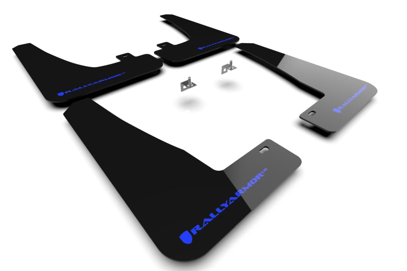 RAL UR Blk Flap/Blue Logo - Rally Armor 22-26 Tesla Model X Black UR Mud Flap w/Blue Logo