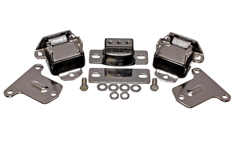ES Eng/Trans Combo Kit - Black - Energy Suspension 69-71 Camaro / 70-73 Monte Carlo Blk Motor and Transmission Mounts; Chrome Finish